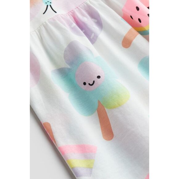 H&M Girls Pastel Colors Summer Ice Cream Flowers Cotton Tank Top Dress Size 8-10 - Picture 2 of 3